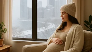indoor maternity photos in chicago when winter weather changes your plans