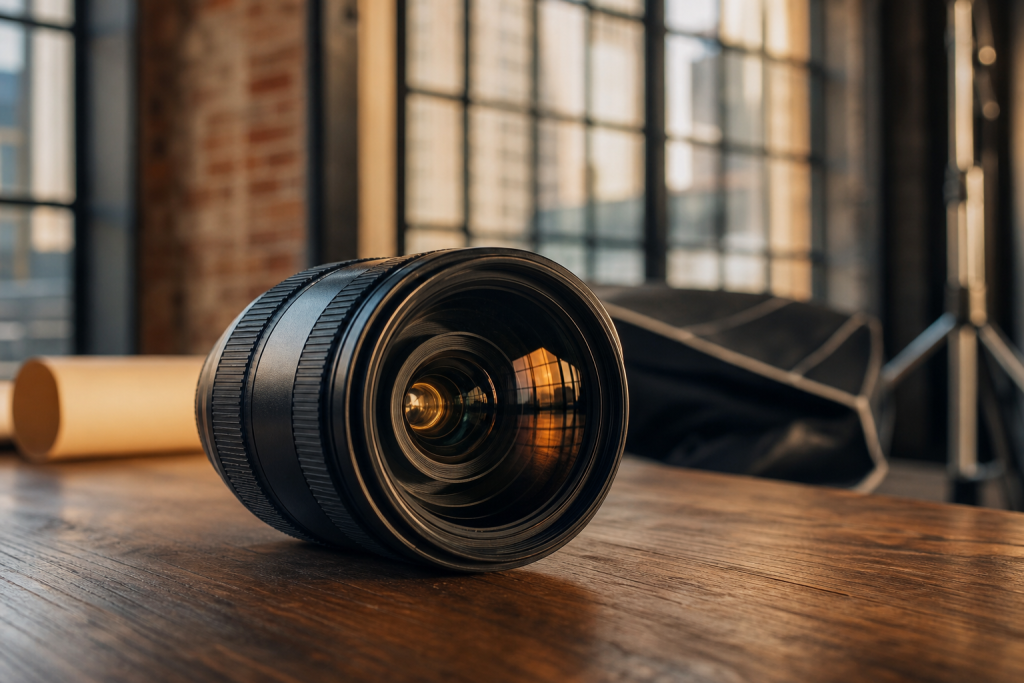 Studio lighting and professional camera gear set up for a commercial shoot serving South Loop, Chicago, IL